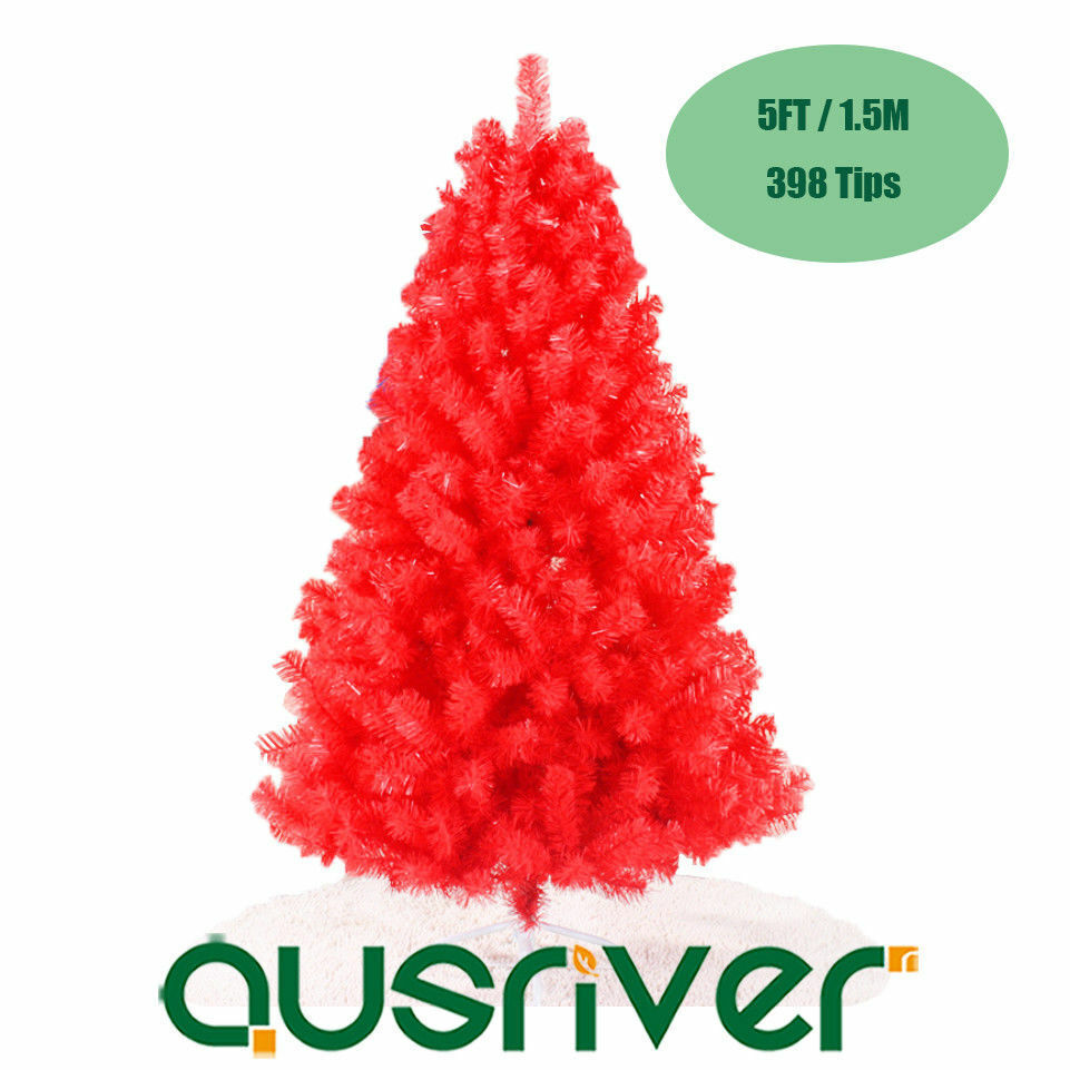 5FT 1.5M Christmas Tree Multicolour Fluffy Tips Metal Stand Easy Assembly Xmas