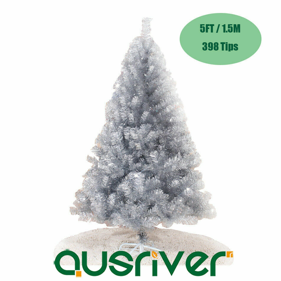 5FT 1.5M Christmas Tree Multicolour Fluffy Tips Metal Stand Easy Assembly Xmas