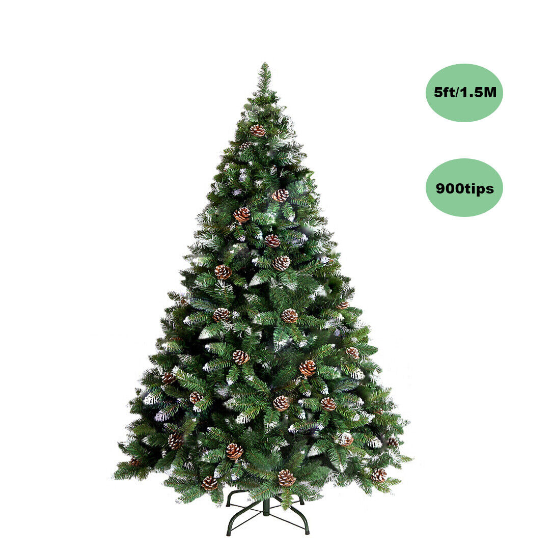 5FT 1.5M Christmas Tree Multicolour Fluffy Tips Metal Stand Easy Assembly Xmas