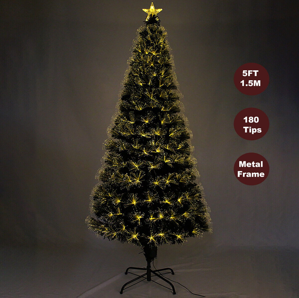 5FT 1.5M Christmas Tree Multicolour Fluffy Tips Metal Stand Easy Assembly Xmas