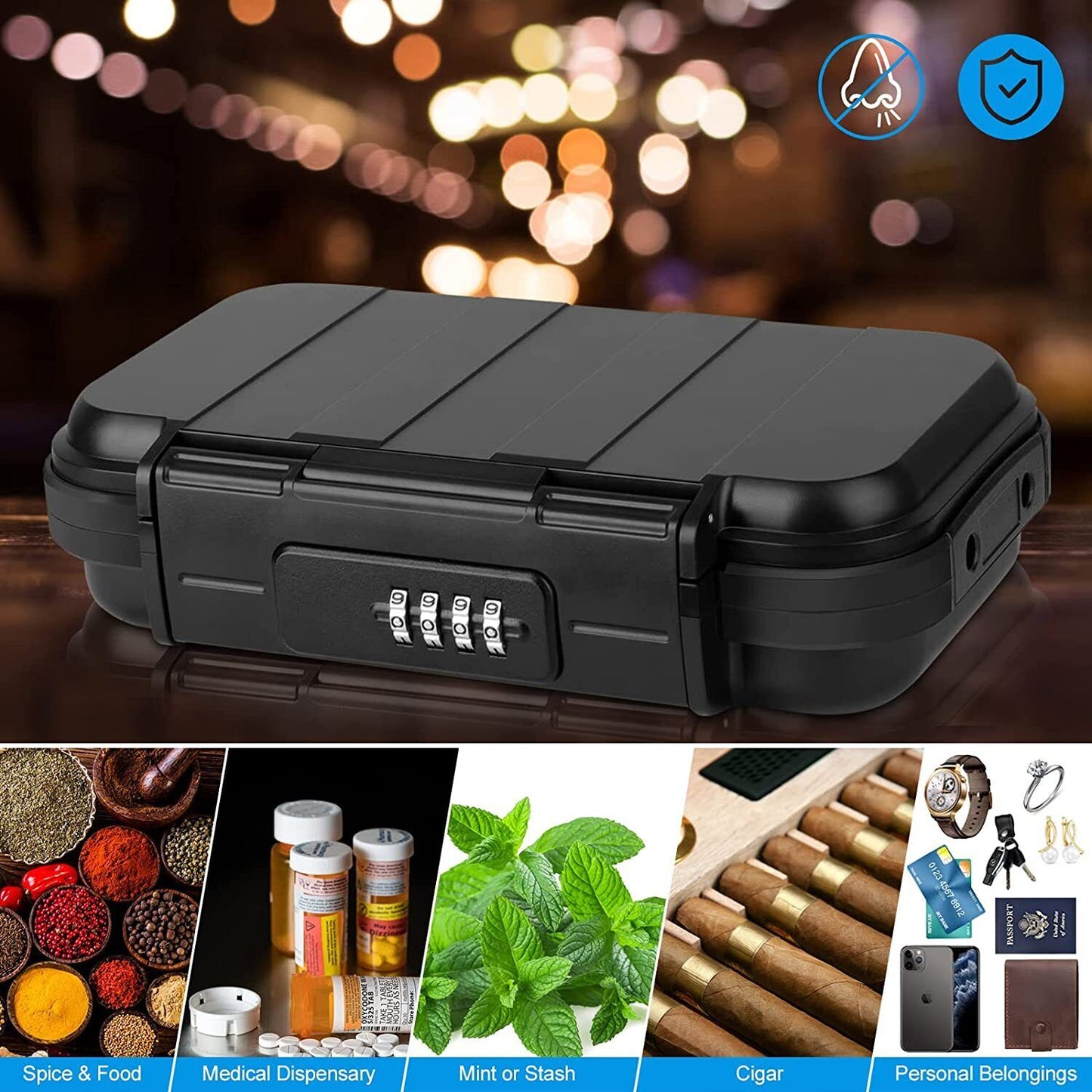 Stash Box ABS Plastic Storage Container with combination lock Smell Proof AU