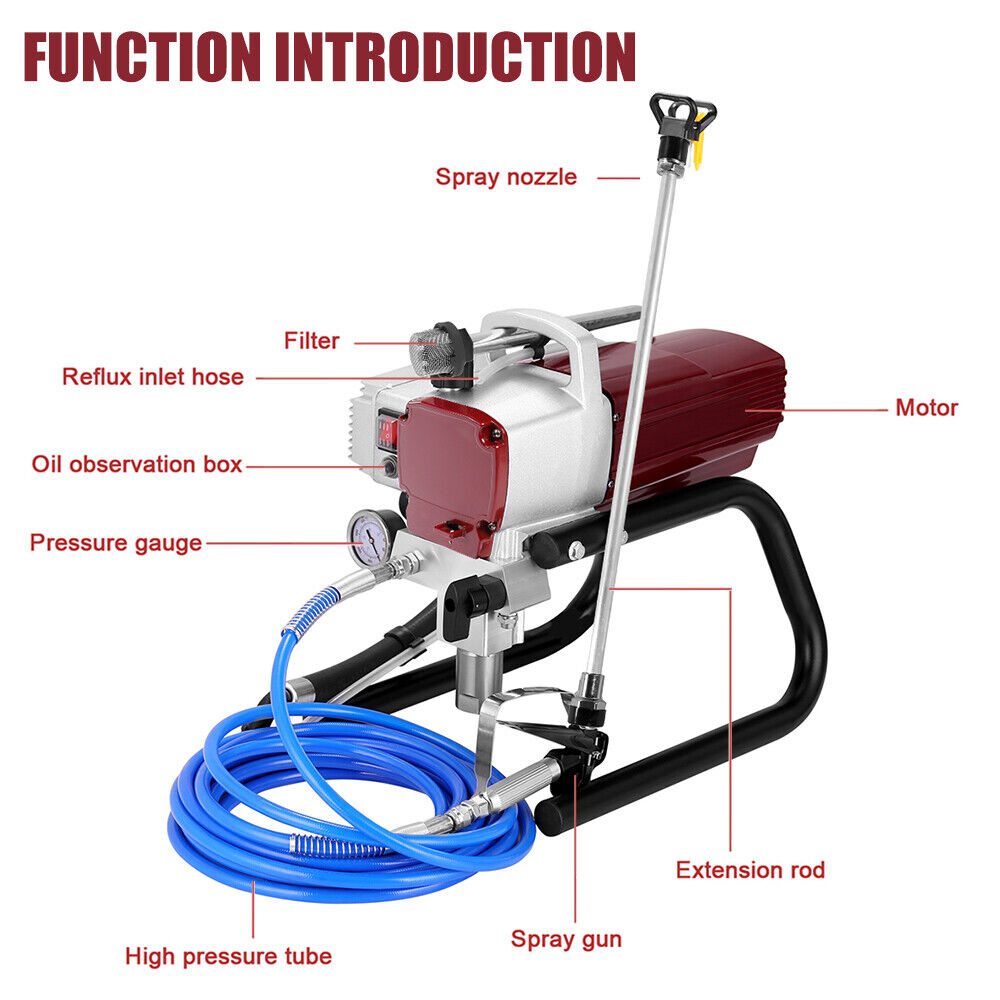 Airless Paint Sprayer Airless Spray Gun 3300PSI Painting Machine 2.2 L/MIN 1800W