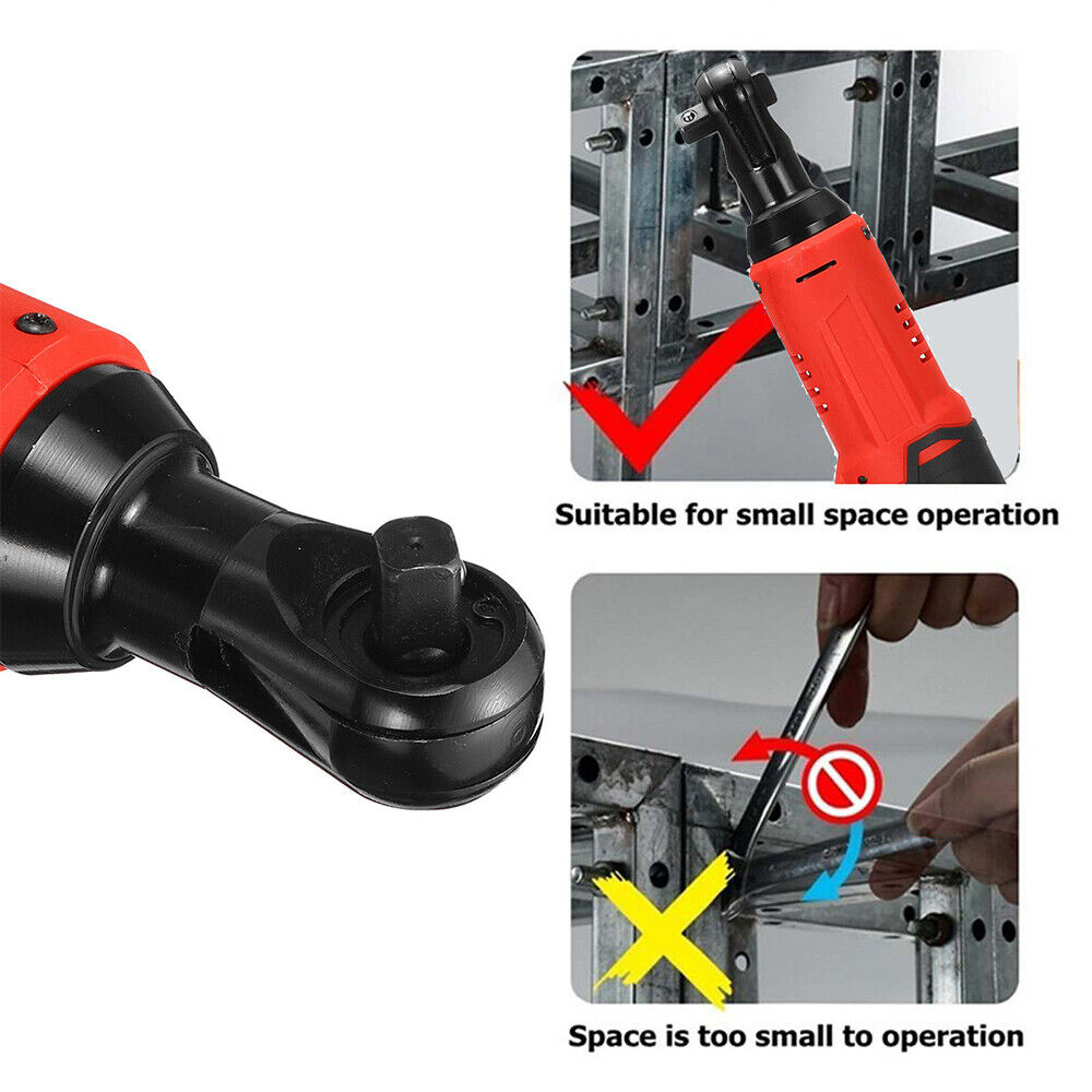 3/8'' Electric Cordless Ratchet 18V 100Nm Right Angle Wrench With Battery Socket