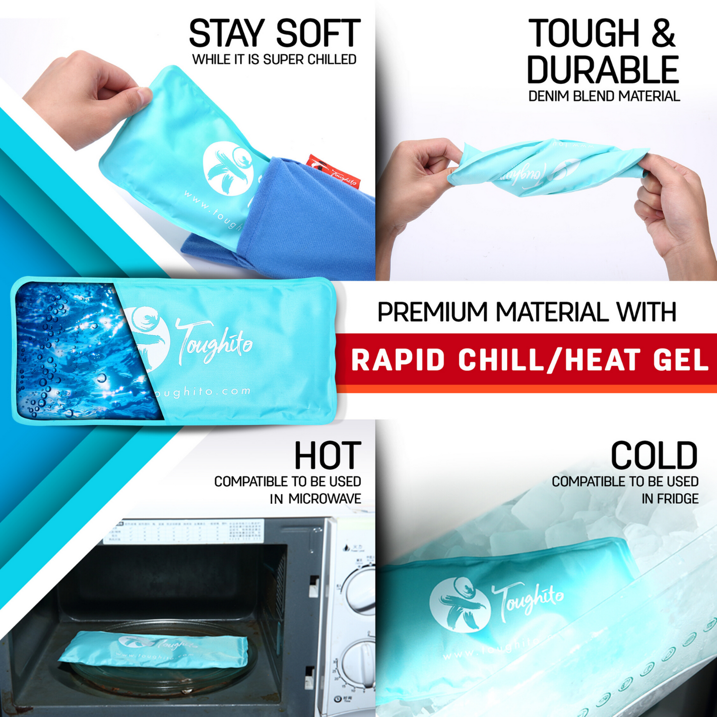 Toughito Hot & Cold Knee Ice Pack Wrap-4 in 1 Knee Pain Relief Wrap for Injuries