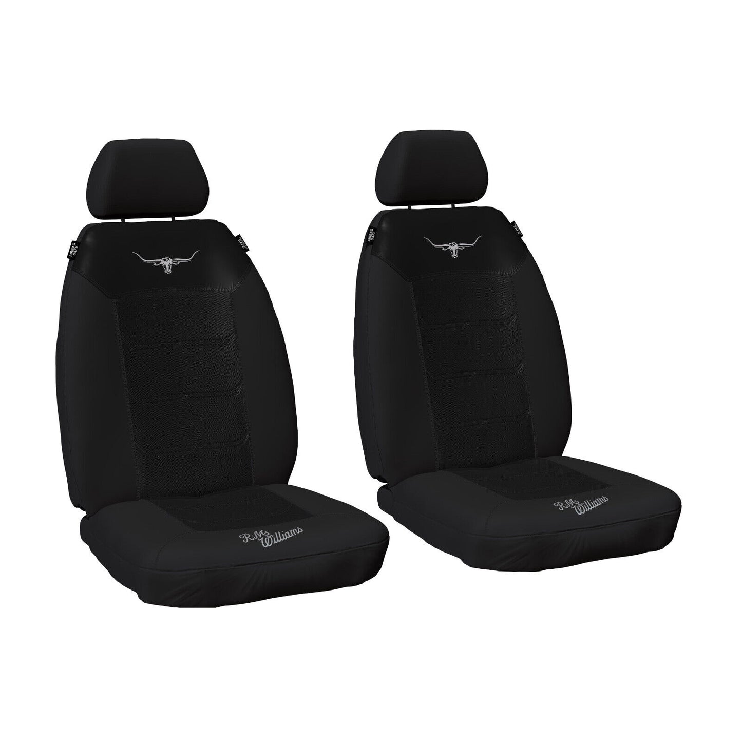 R.M.Williams RMW Longhorns Black Mesh Front Car Seat Covers Universal Fit