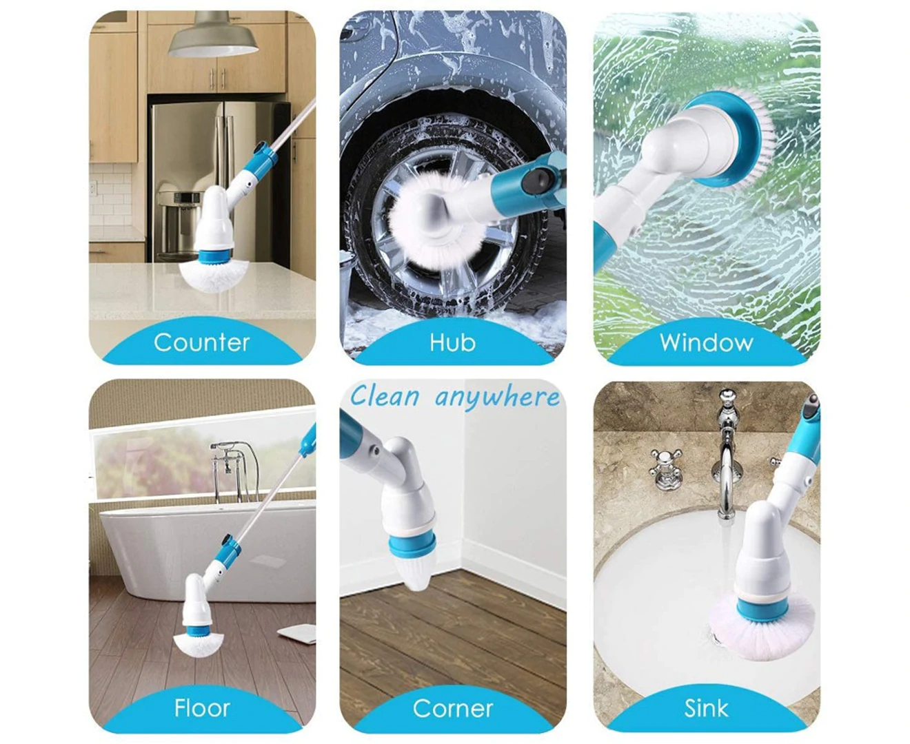 Electric Spin Scrubber - Cordless Turbo Cleaning Brush Rechargeable for Bathroom