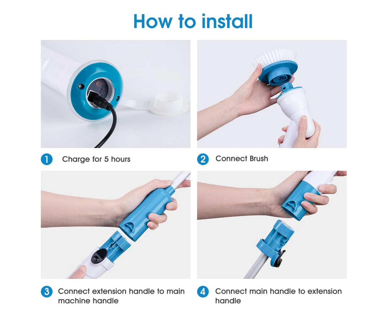 Electric Spin Scrubber - Cordless Turbo Cleaning Brush Rechargeable for Bathroom