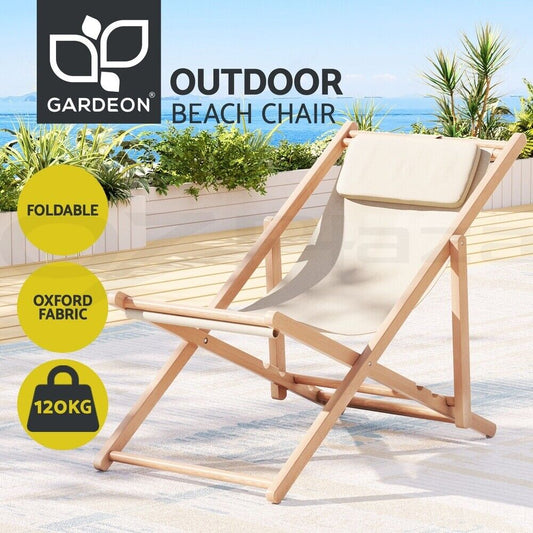 Gardeon Outdoor Chairs Sun Lounge Chair Folding Wooden Patio Furniture Beach