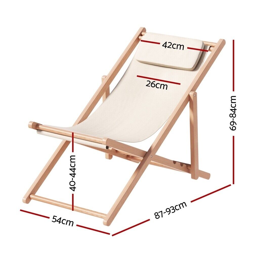 Gardeon Outdoor Chairs Sun Lounge Chair Folding Wooden Patio Furniture Beach