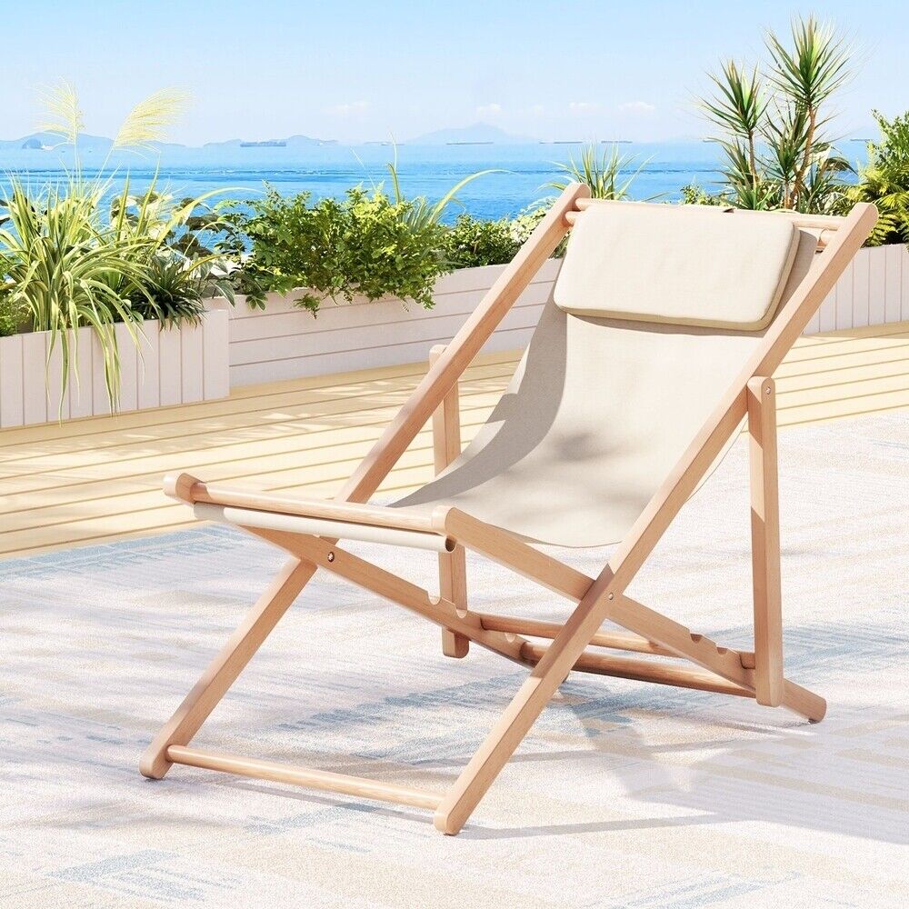 Gardeon Outdoor Chairs Sun Lounge Chair Folding Wooden Patio Furniture Beach