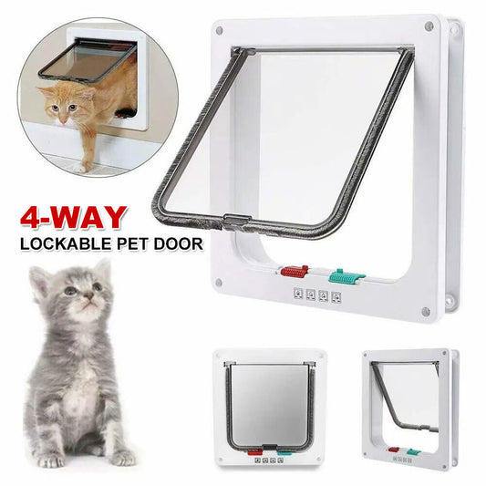 4-Way Safe Lockable Locking Pet Cat Dog Door Brushy Flap Screen L Large Size AU