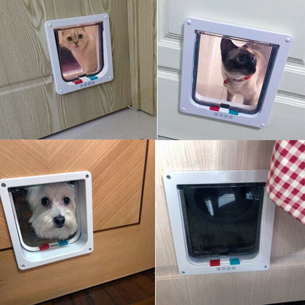 4-Way Safe Lockable Locking Pet Cat Dog Door Brushy Flap Screen L Large Size AU