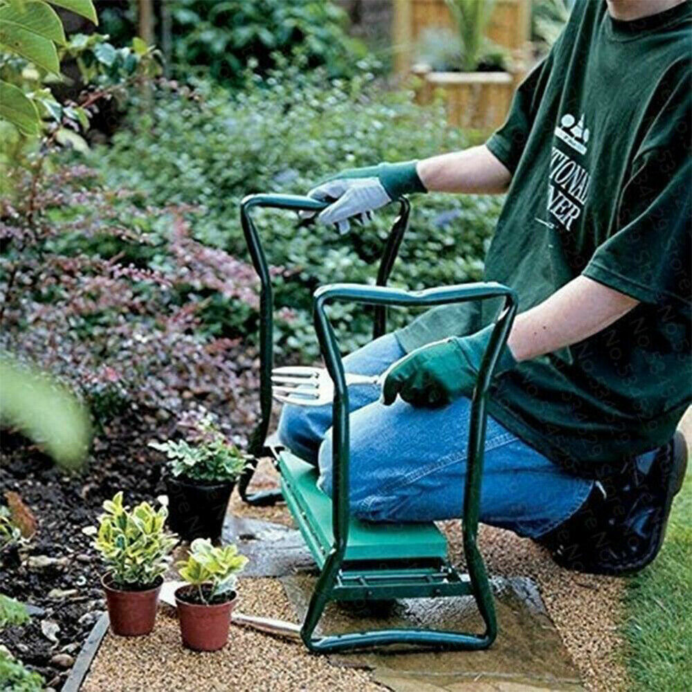 2 in1 Garden Kneeler Padded Pad Seat Stool Gardening Work Free 6 Tool  2 Pouches