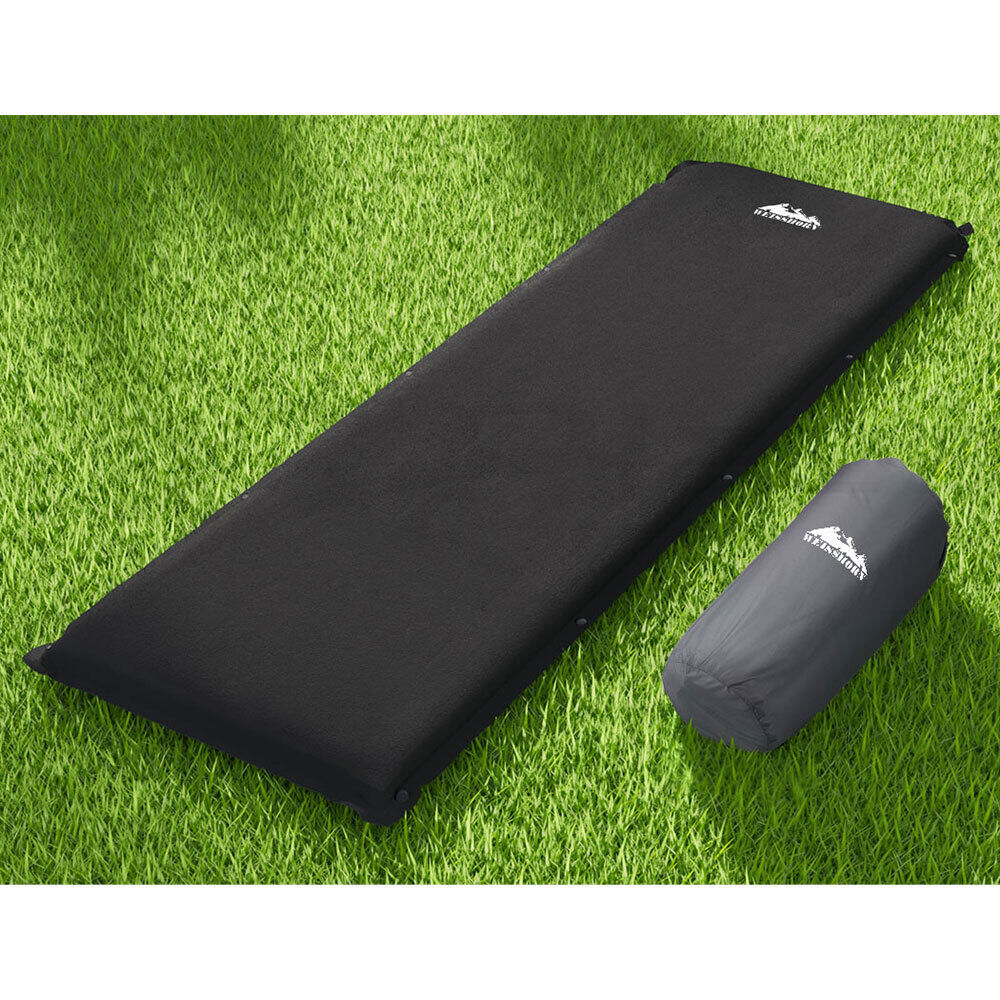 Weisshorn Self Inflating Mattress 9.5CM Camping Sleeping Air Bed Single Black