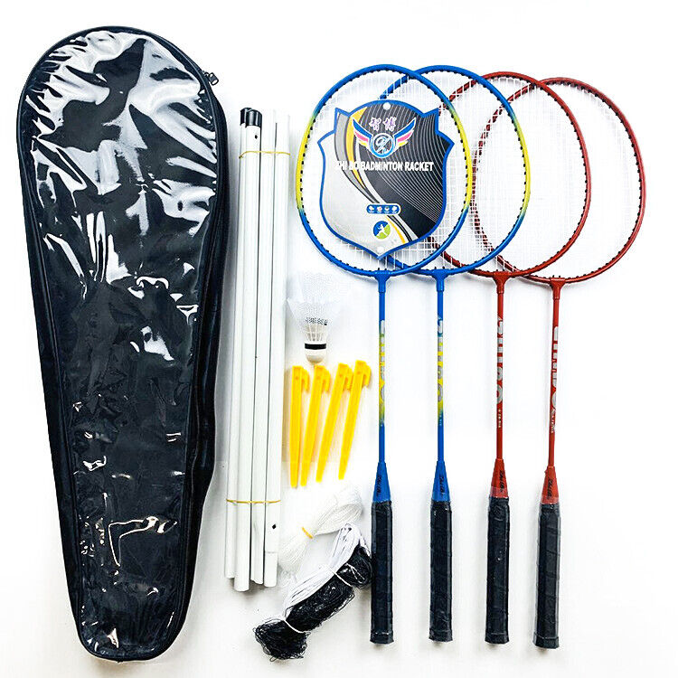 Professional Badminton Racquet Set 4 Player Racket Shuttlecock Net Bag DF