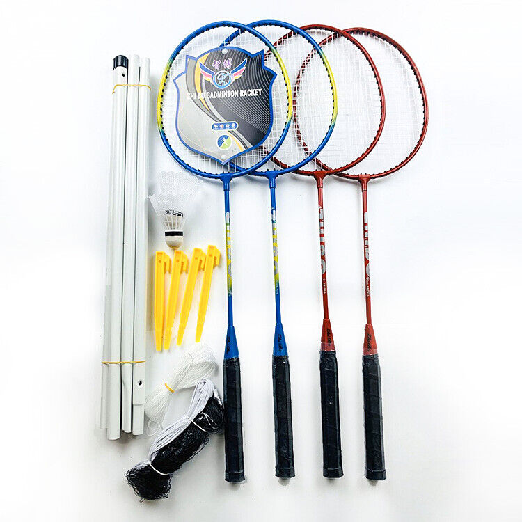 Professional Badminton Racquet Set 4 Player Racket Shuttlecock Net Bag DF