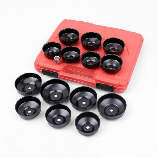 15 Pcs Cup Type Oil Filter Wrench Tool Set Removal Socket Kit Service Oil Change