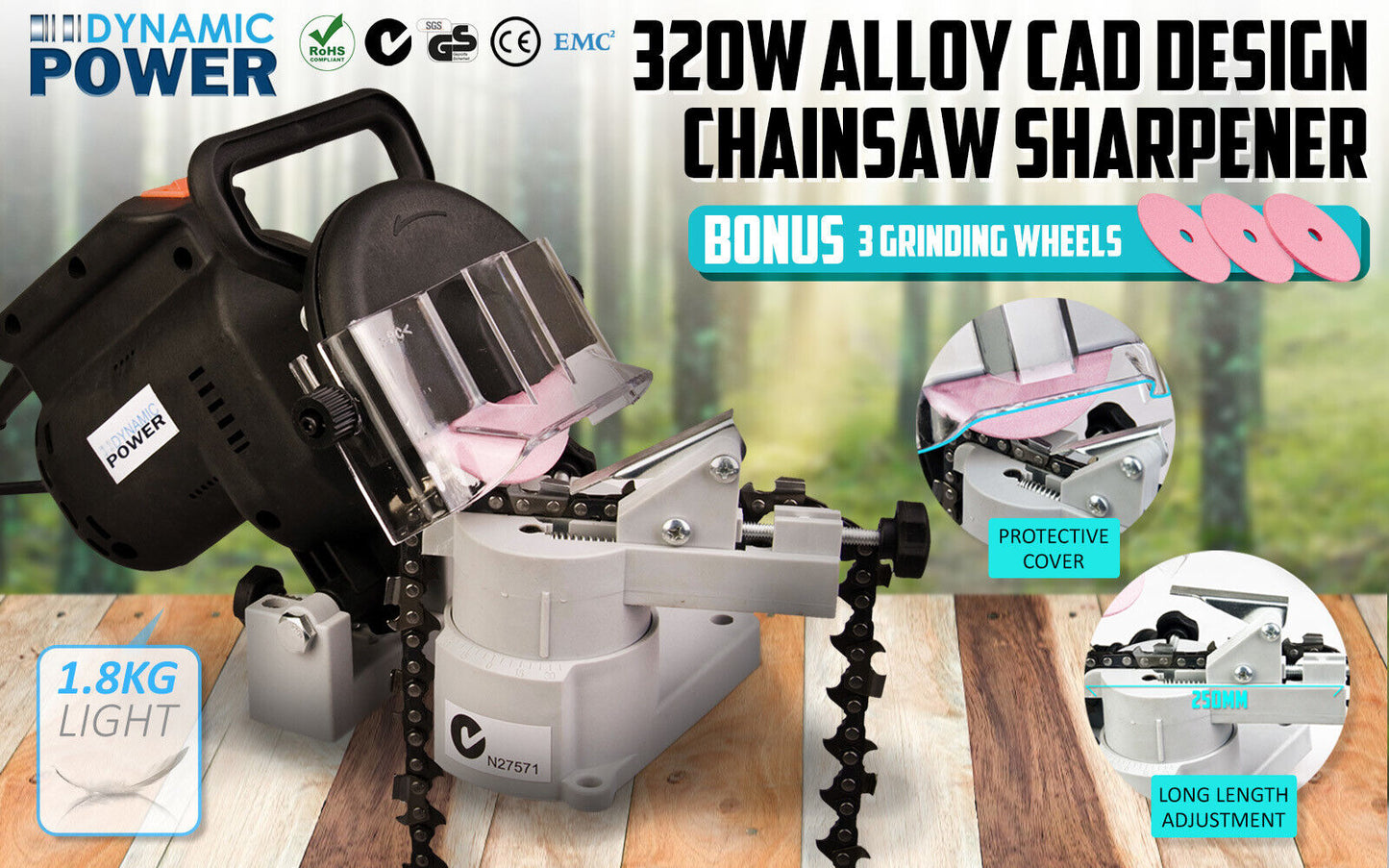 320W Chainsaw Sharpener Chain Saw Bench Mount Electric Grinder Pro Tool