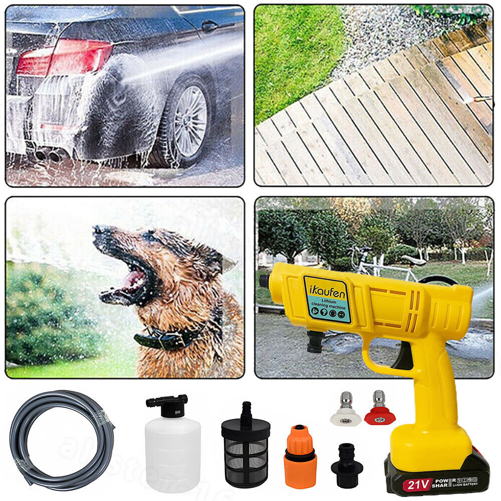 21V Cordless Electric High Pressure Washer Garden Water Spray Gun Car Cleaner