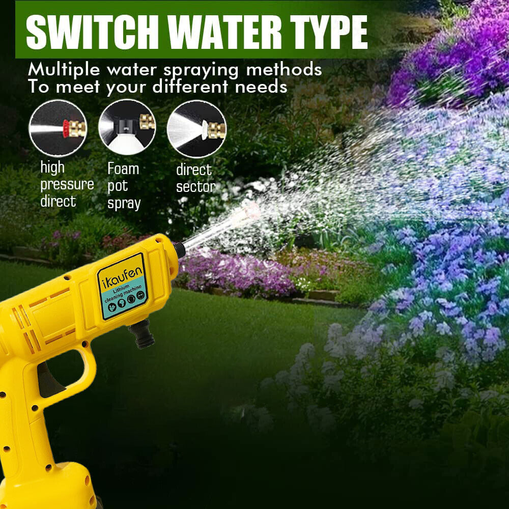 21V Cordless Electric High Pressure Washer Garden Water Spray Gun Car Cleaner