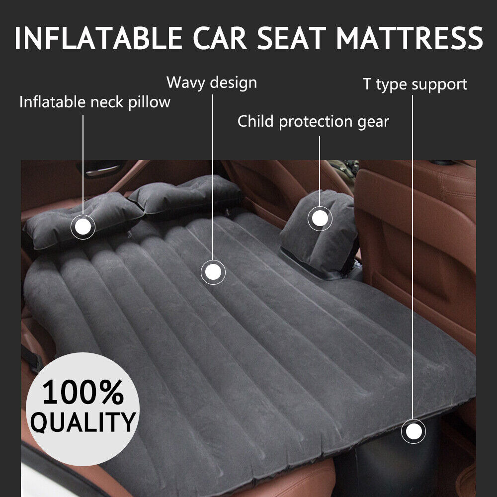 Inflatable Car Back Seat Mattress Portable Travel SUV Camping Soft Rest Air Bed