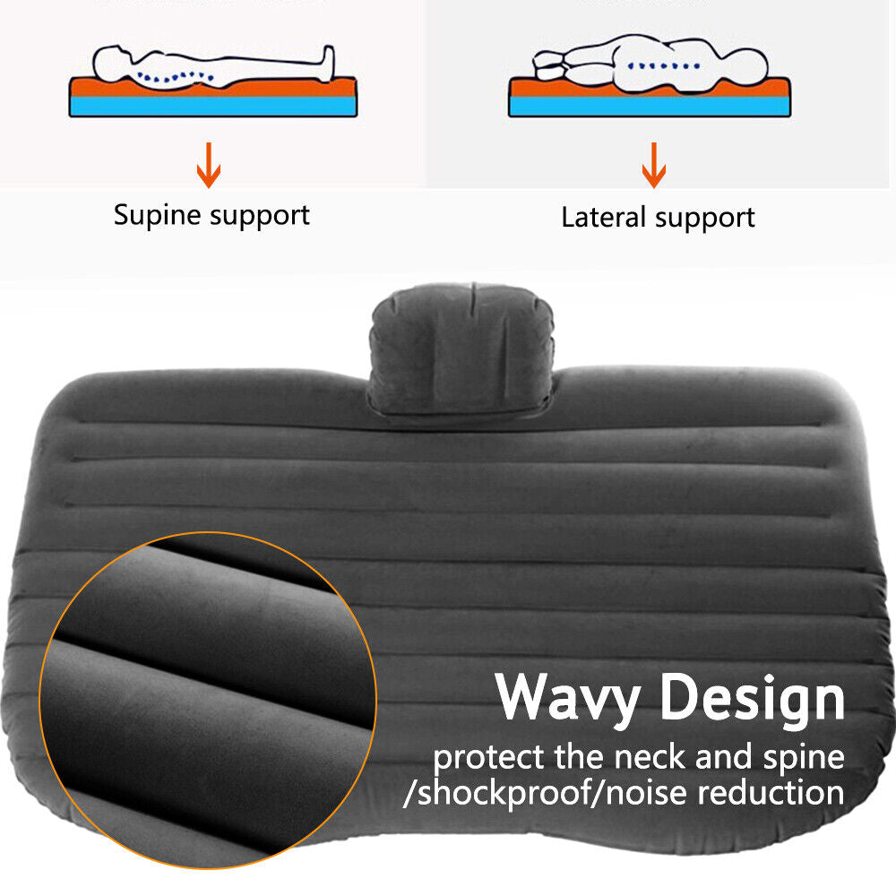 Inflatable Car Back Seat Mattress Portable Travel SUV Camping Soft Rest Air Bed