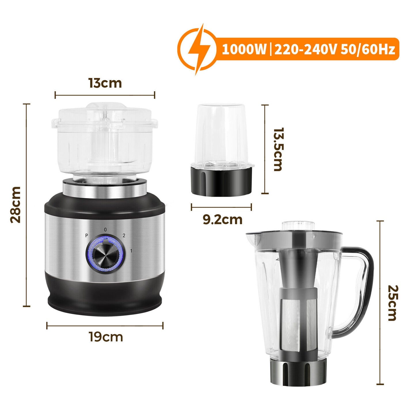 4 in 1 Electric Blender Juicer 1.8L Food Veg Processor Meat Bean Grinder Mixer