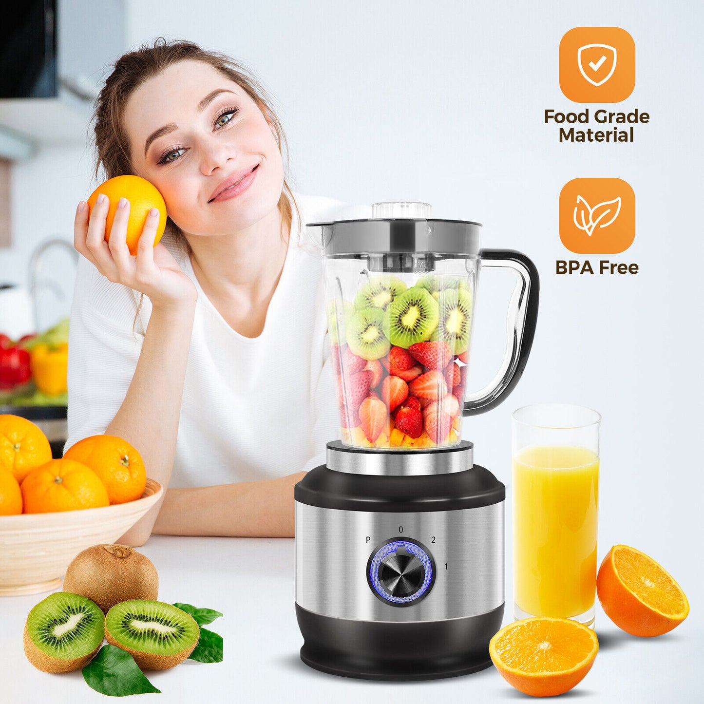 4 in 1 Electric Blender Juicer 1.8L Food Veg Processor Meat Bean Grinder Mixer