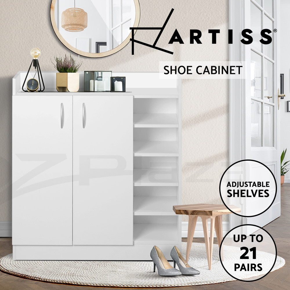 Artiss Shoe Cabinet Wood Storage Rack Shoes Organiser 2 Doors Shelf Cupboard