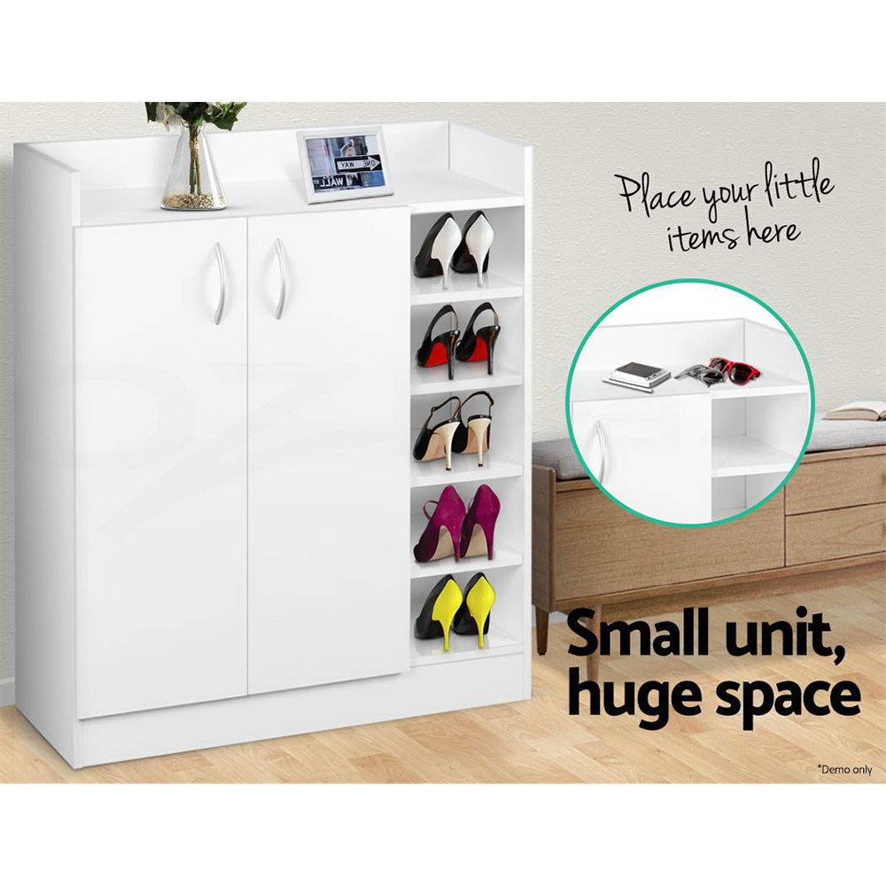 Artiss Shoe Cabinet Wood Storage Rack Shoes Organiser 2 Doors Shelf Cupboard