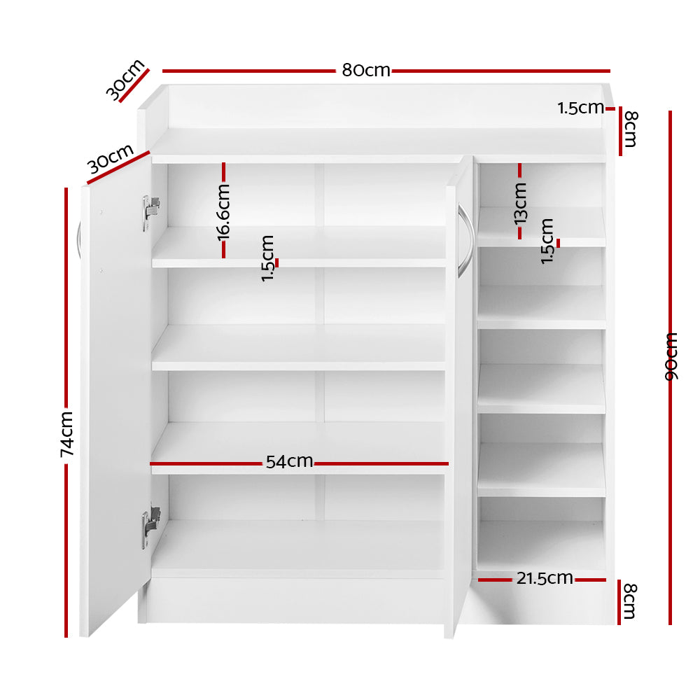 Artiss Shoe Cabinet Wood Storage Rack Shoes Organiser 2 Doors Shelf Cupboard