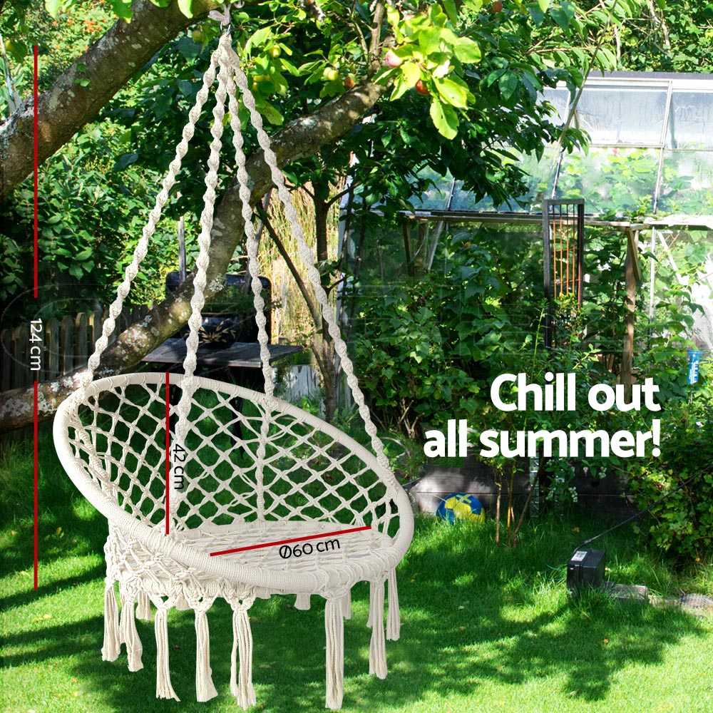 Gardeon Hammock Chair Outdoor Swing Chair Hanging Bed Cotton Indoor