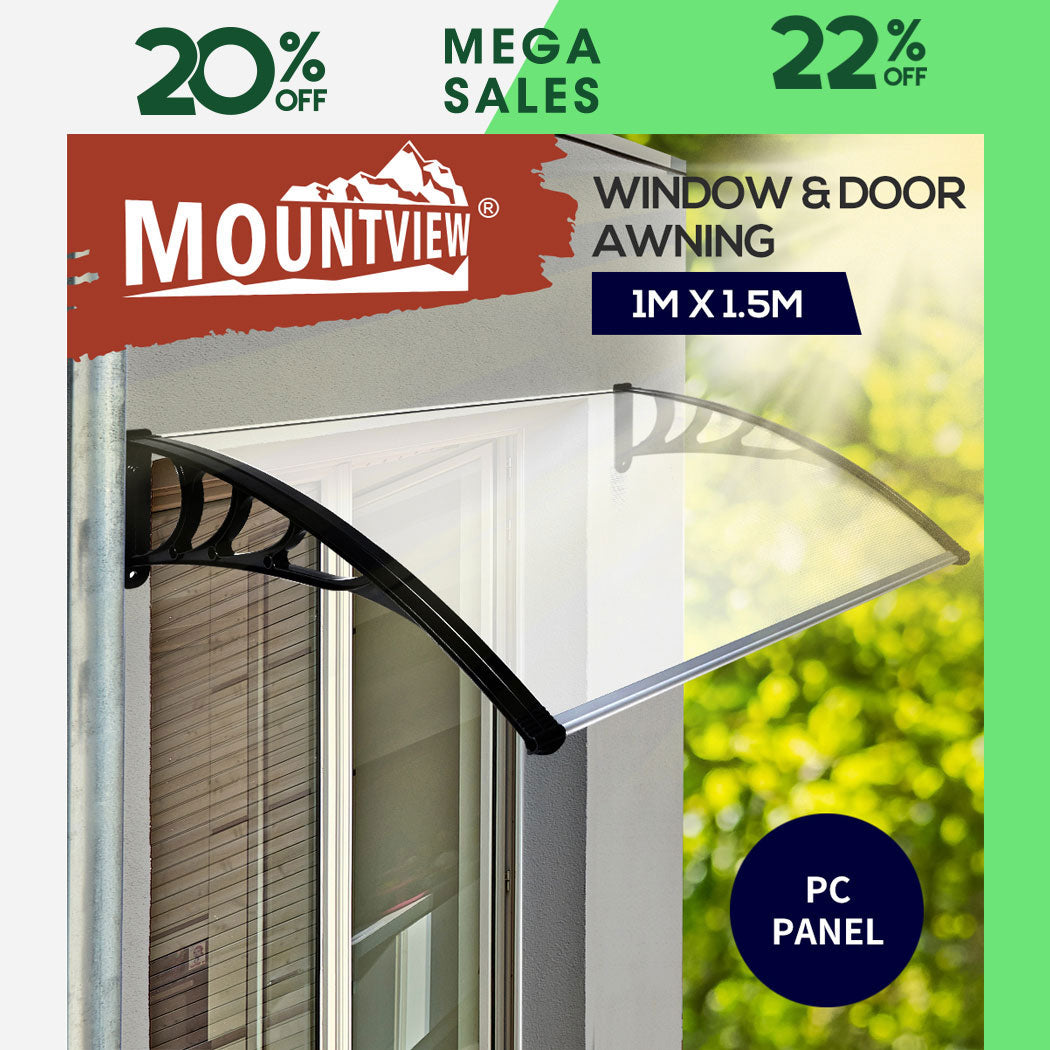 Mountview Window Door Awning Outdoor Canopy Patio Shield Rain Cover 1M X 1.2-6M