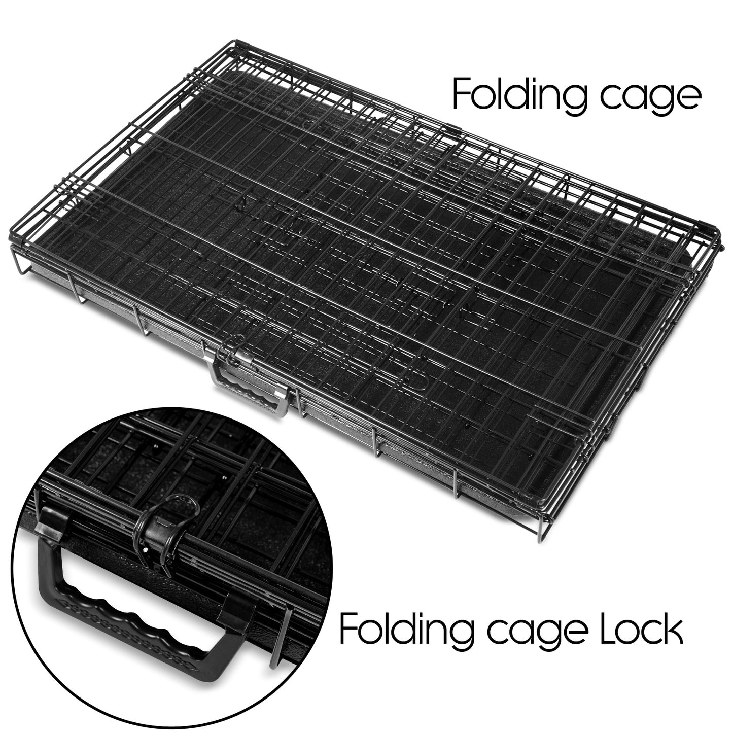 Dog Cage Crate Kennel Cat Collapsible Metal Cages 24"~ 48" Playpen Large