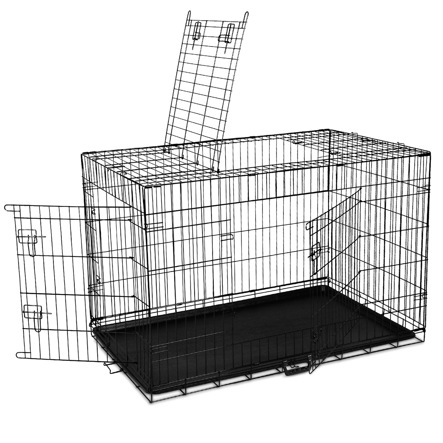 Dog Cage Crate Kennel Cat Collapsible Metal Cages 24"~ 48" Playpen Large