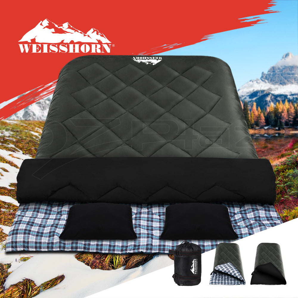 Weisshorn Sleeping Bag Double Camping Hiking Comfort 5°C Tent Winter Thermal