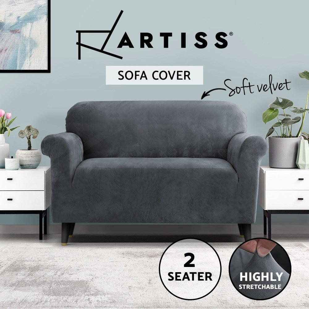 Artiss Velvet Sofa Cover Plush Couch Cover Lounge Slipcover 1/2/3/4 Seater