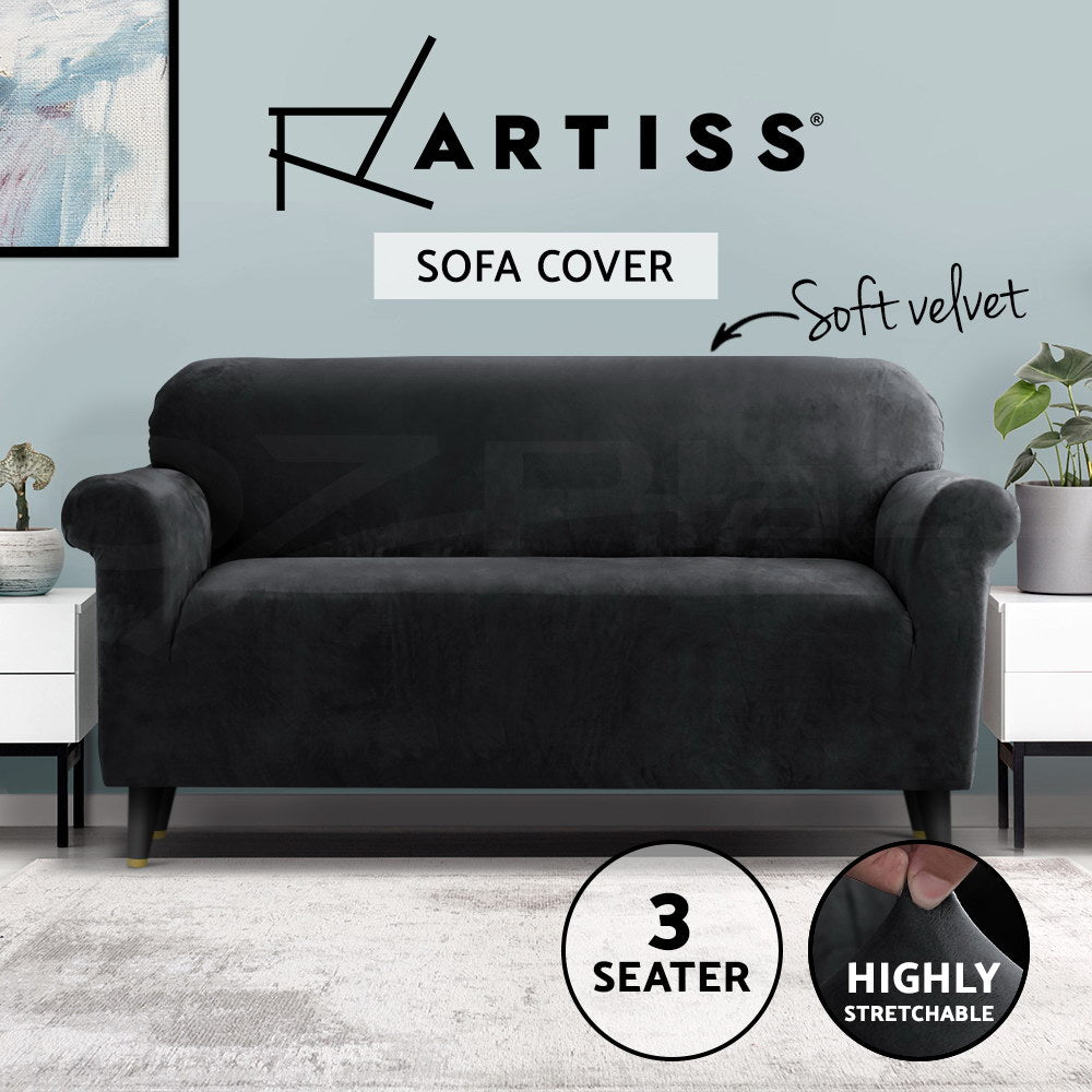 Artiss Velvet Sofa Cover Plush Couch Cover Lounge Slipcover 1/2/3/4 Seater