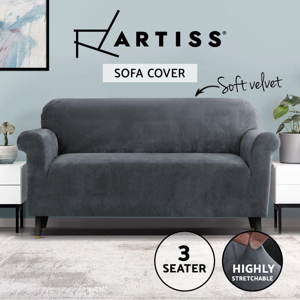 Artiss Velvet Sofa Cover Plush Couch Cover Lounge Slipcover 1/2/3/4 Seater