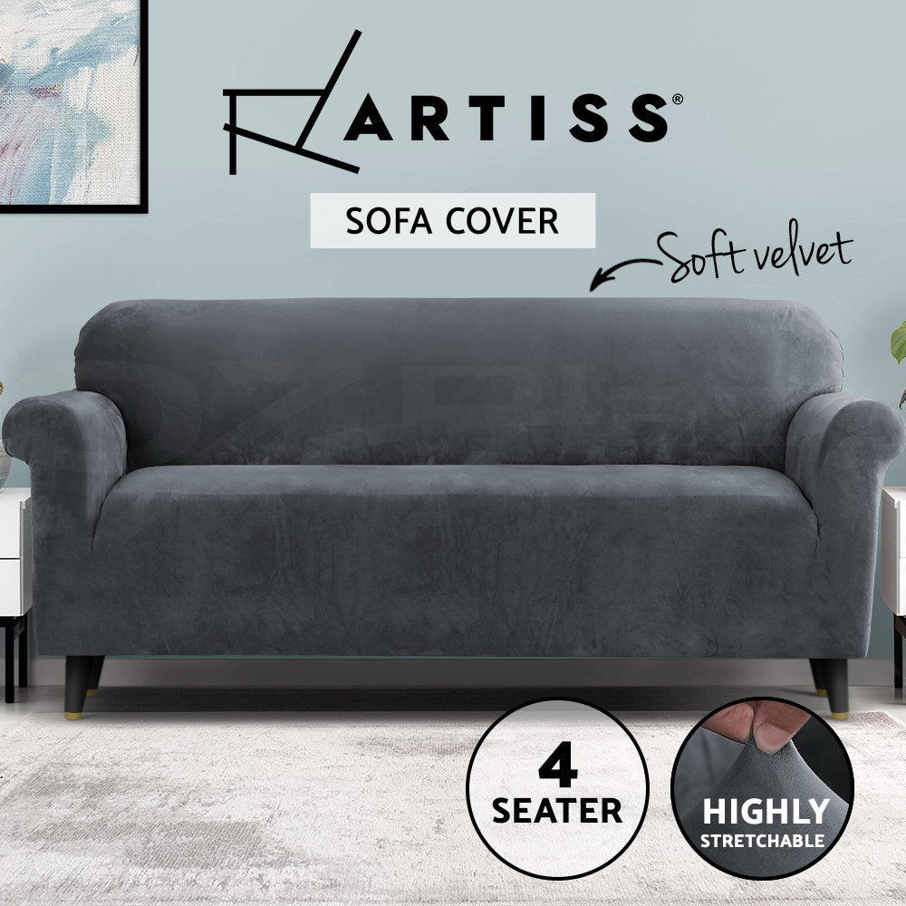 Artiss Velvet Sofa Cover Plush Couch Cover Lounge Slipcover 1/2/3/4 Seater