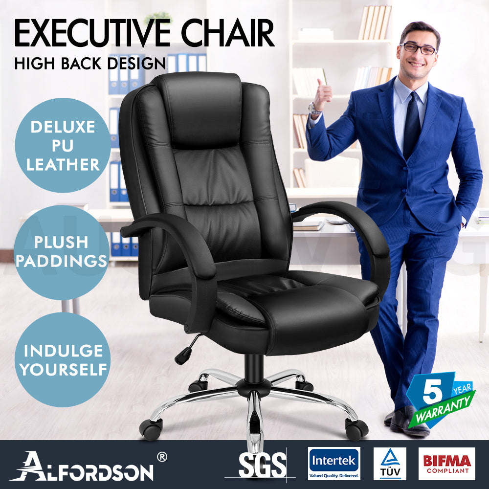 ALFORDSON Gaming Chair Office Racing Executive Footrest Computer Seat PU Leather