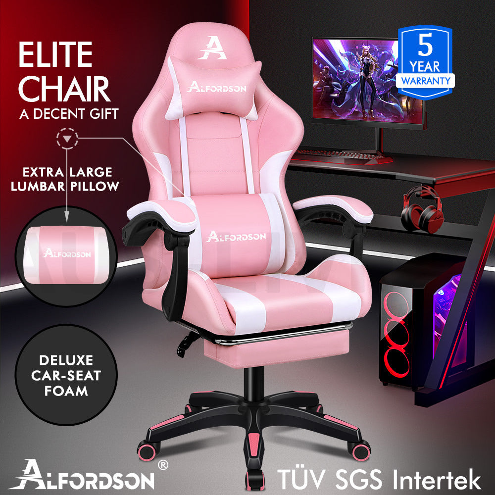 ALFORDSON Gaming Chair Office Racing Executive Footrest Computer Seat PU Leather