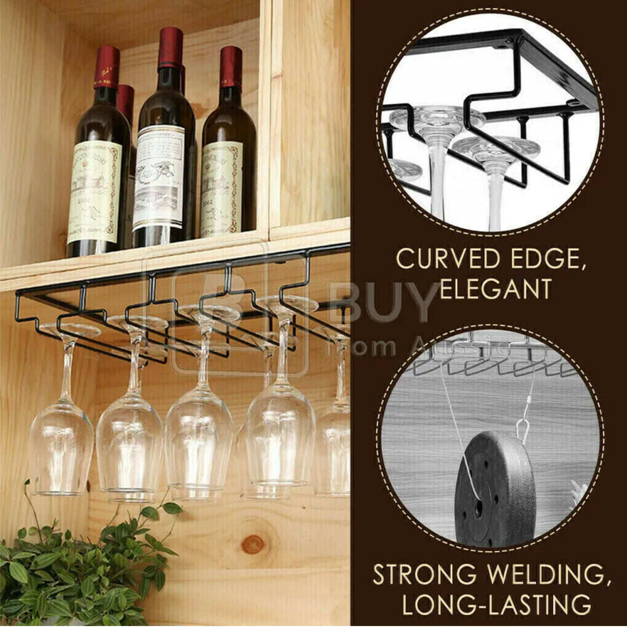 8/7/6/5/4/3 Slots Wine Glass Rack Holder Hanger Hanging Bar Storage Drying Rack