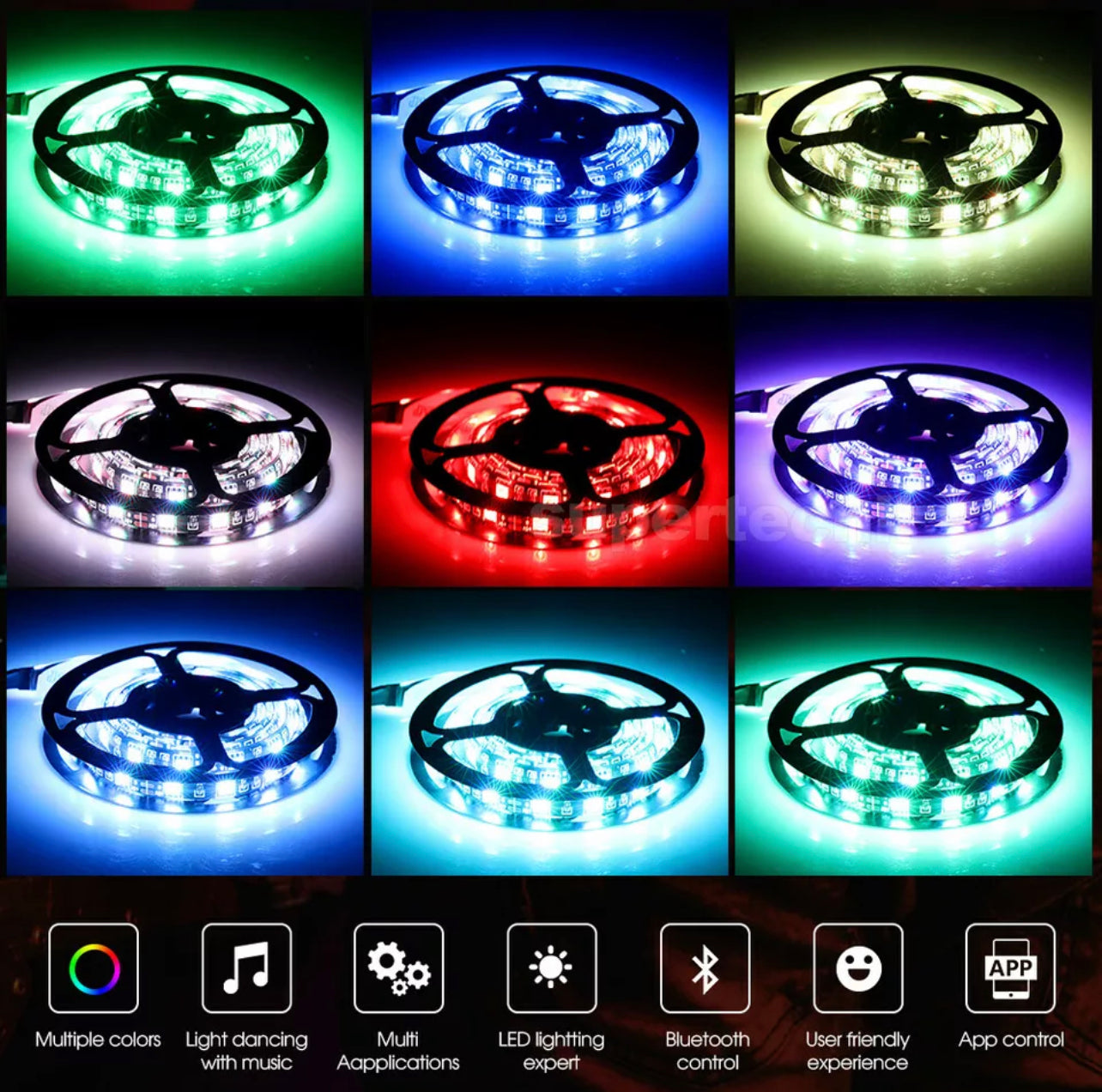 12V Bluetooth USB RGB LED Strip Lights IP65 Waterproof 5050 5M 300 LEDs AU Stock