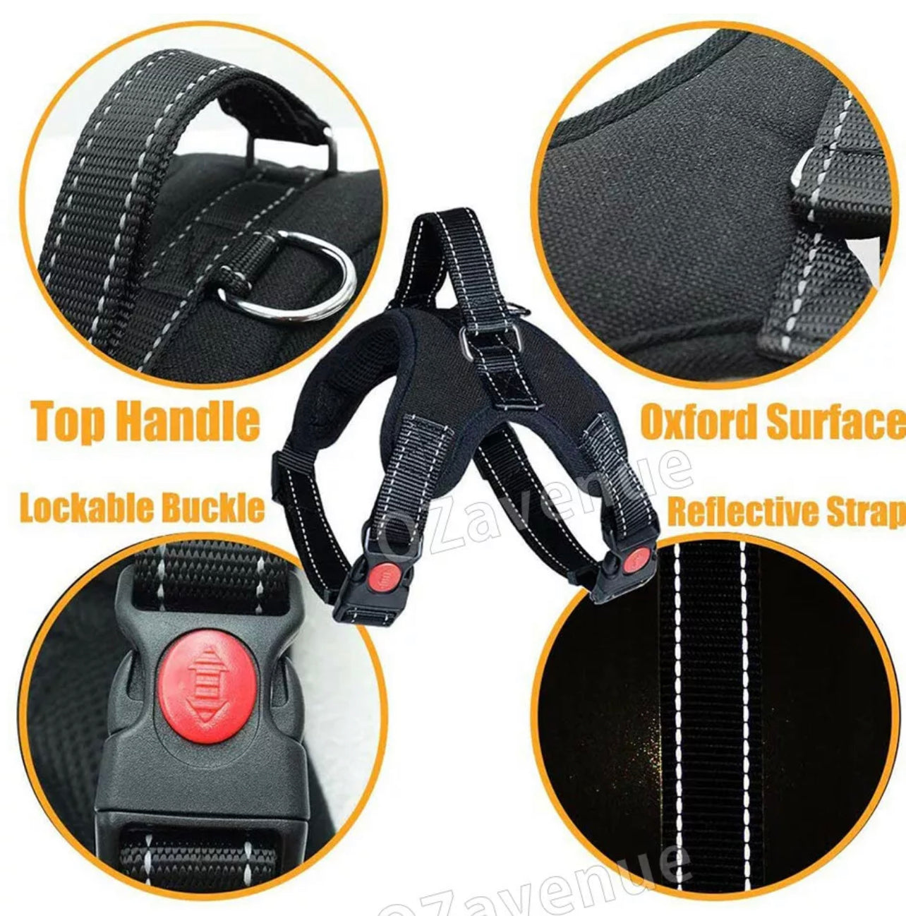 No-pull Dog Harness Pet Puppy Large Dog Vest Adjustable Padded Handle S->XL MEL