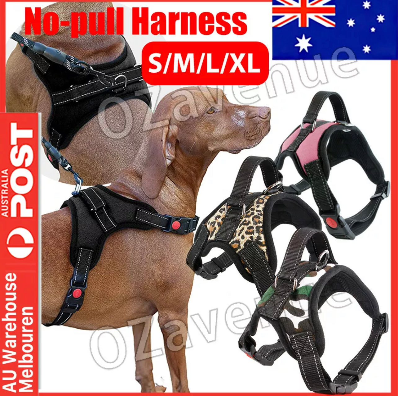 No-pull Dog Harness Pet Puppy Large Dog Vest Adjustable Padded Handle S->XL MEL