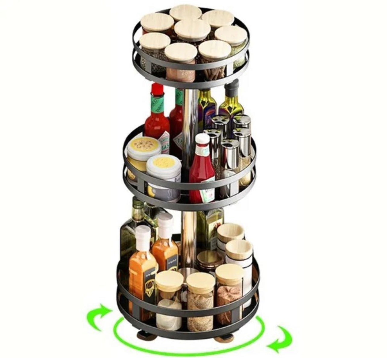 Viviendo Square Rotating Kitchen Storage Spice Organiser Rack Pantry Bathroom