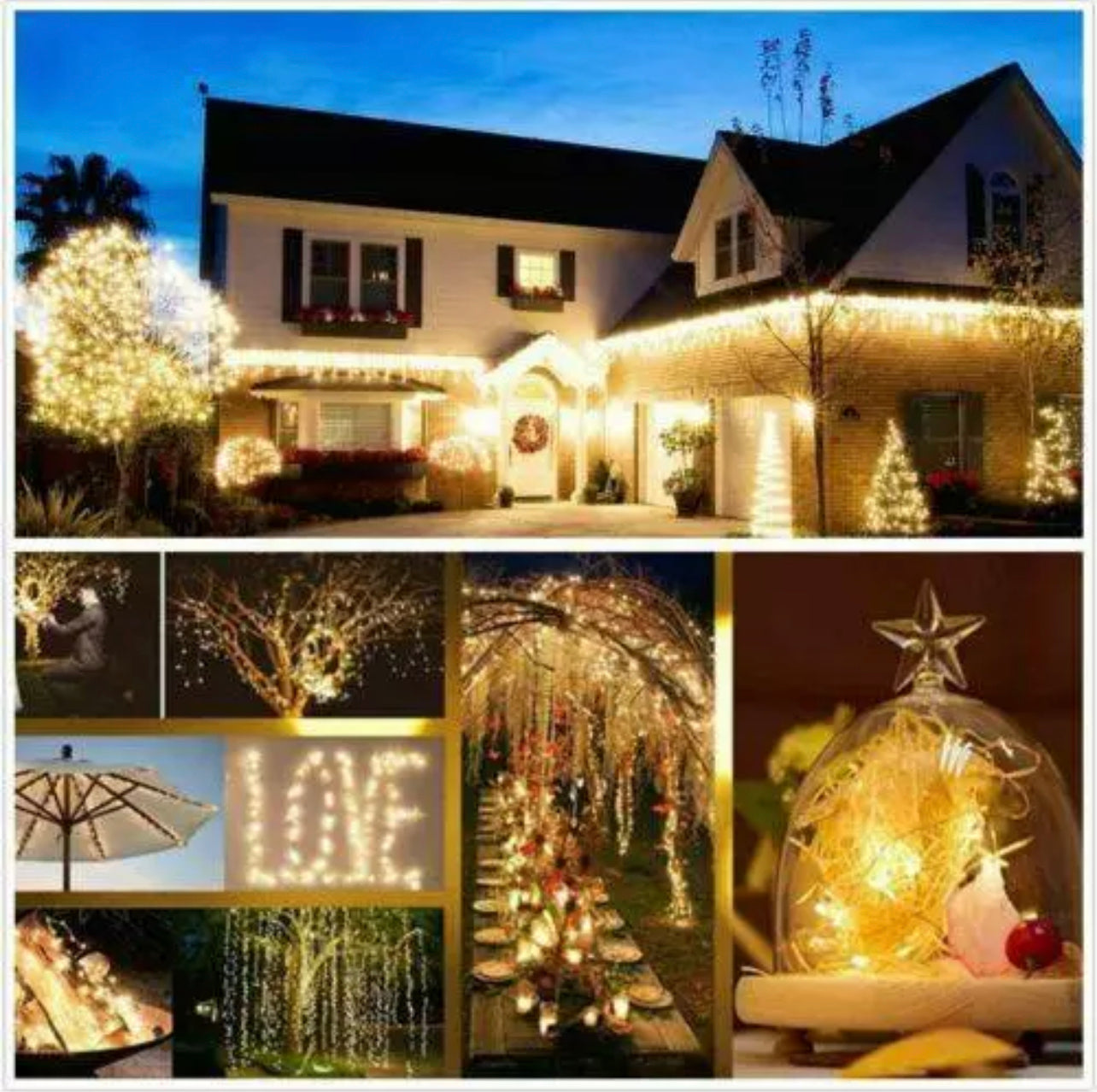 100/300LED Solar String Lights Fairy Garden Outdoor Christmas Party 2023