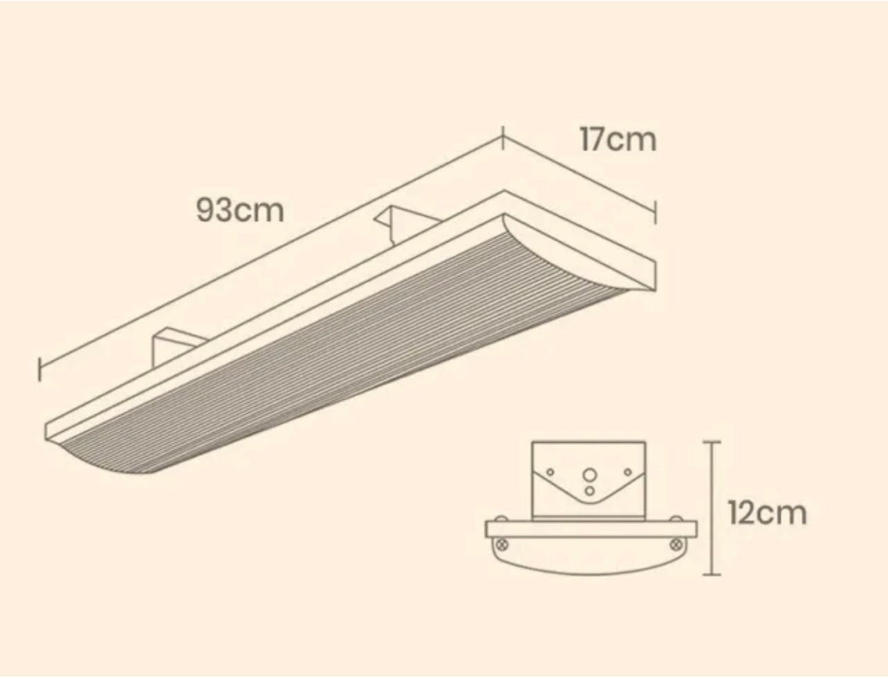 BIO 1800W Outdoor Strip Heater Electric Radiant Bar Wall