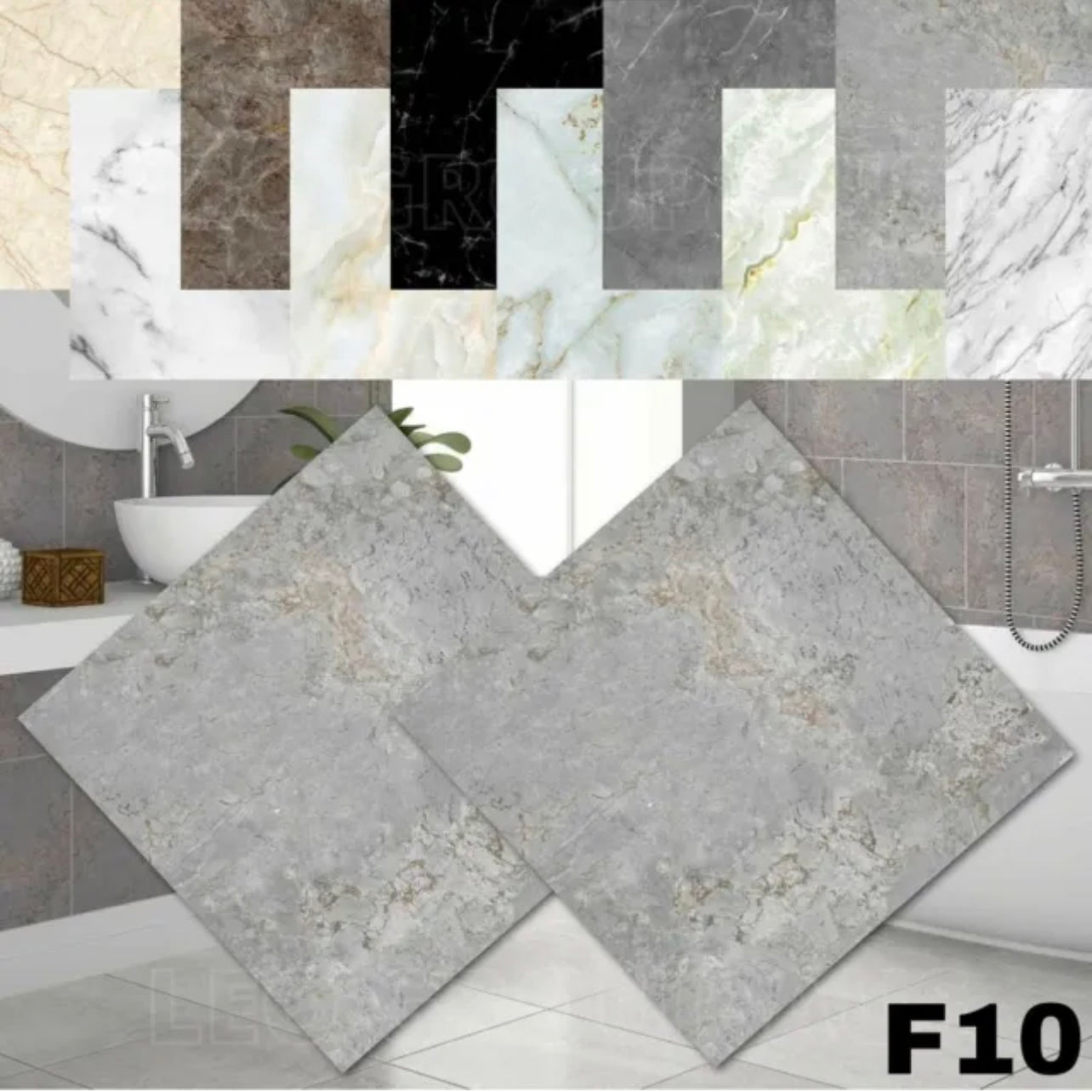 Marble Wall Floor Tile Stickers Waterproof Wallpaper Removable Bathroom Kitchen